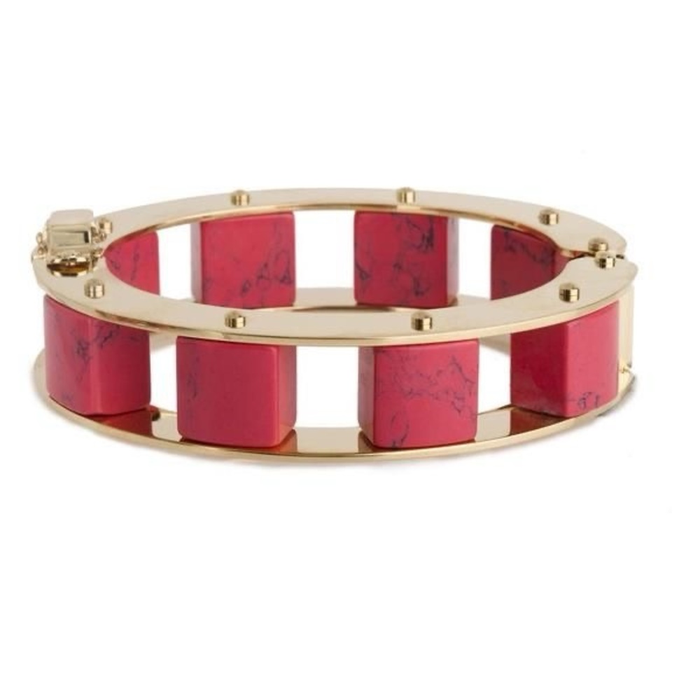 Lele Sadoughi Stone Cube Bracelet - Pink/14k Gold Plate